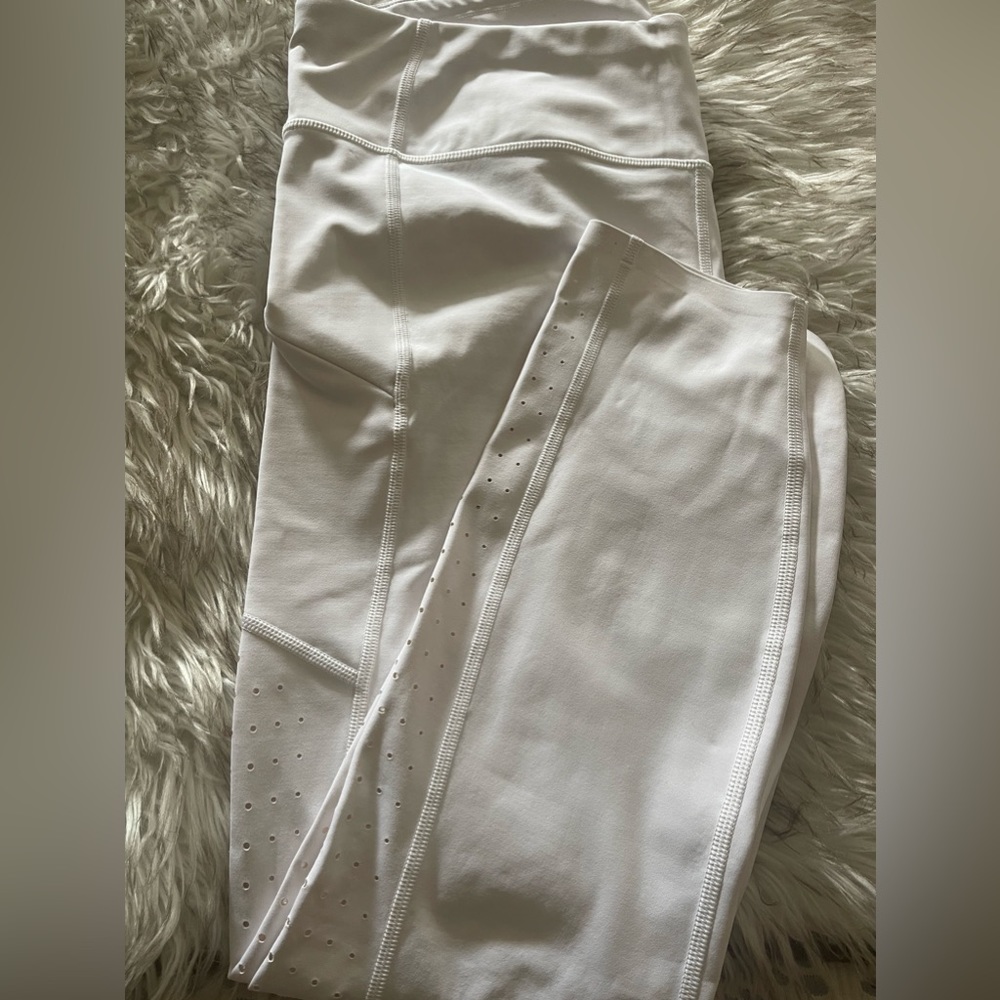 Athleta white laser cut leggings